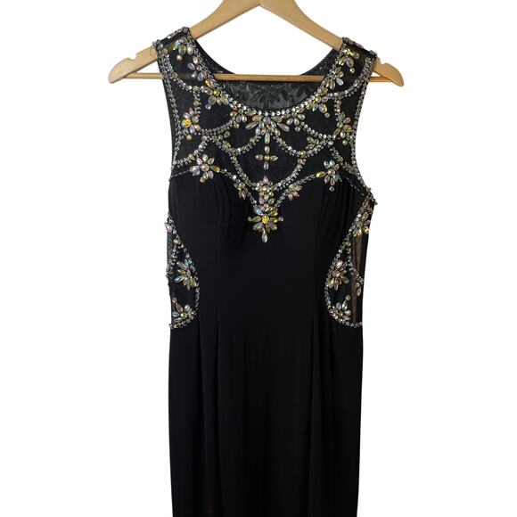Betsy & Adam Black Maxi Dress with Gold Accents - Picture 10 of 14